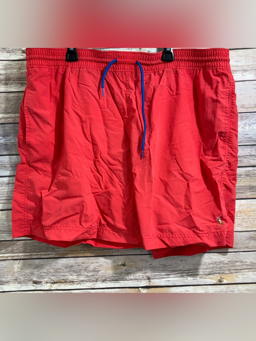 Polo Ralph Lauren Swim Trunks Men XL Red Flesh Pony Mesh Lined Shorts Drawstring
